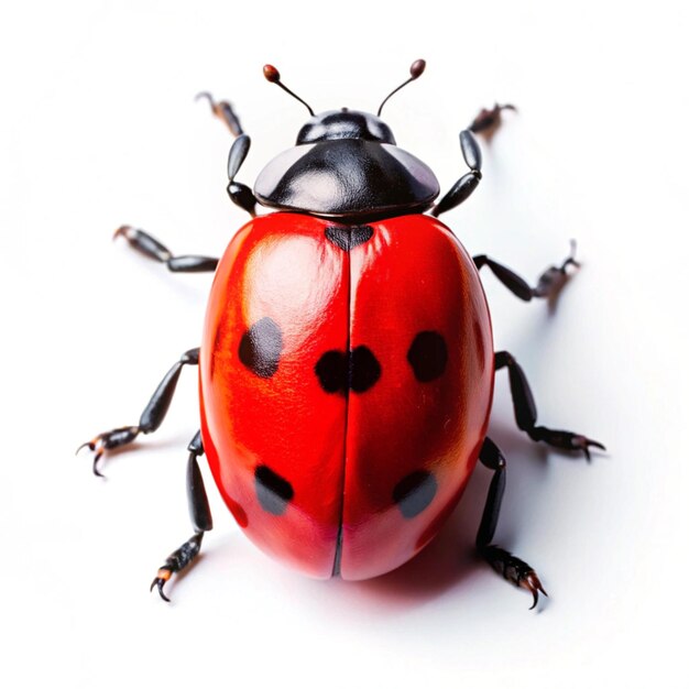 Photo a ladybug with black spots on its face is shown