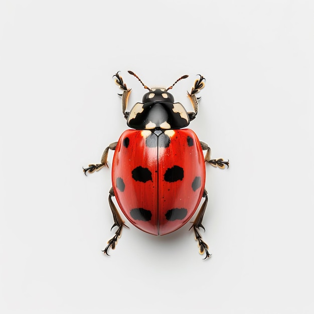 a ladybug with black spots on its face