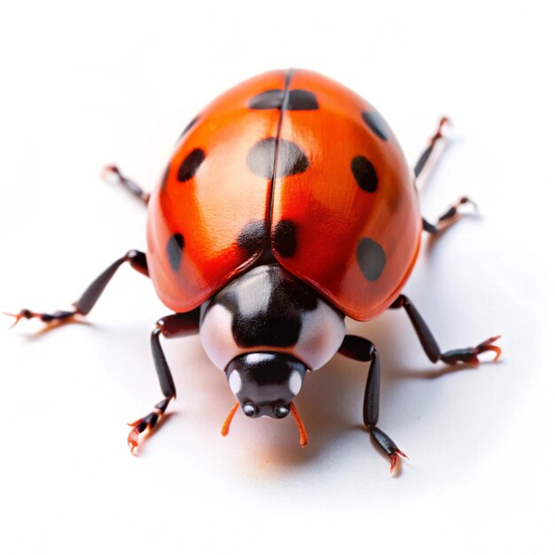 a ladybug with black spots on its face