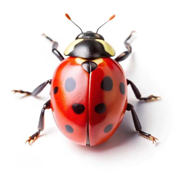 a ladybug with a red ladybug on its back