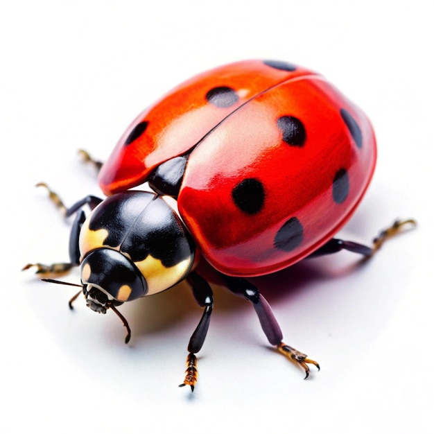 a ladybug with a red ladybug on its back