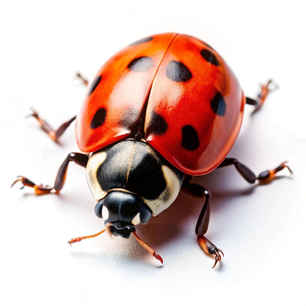 a ladybug with a red ladybug on its back