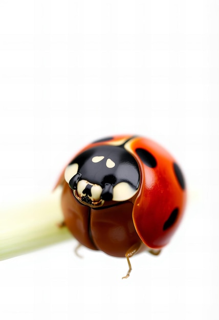 Photo a ladybug with a red ladybug on its stem