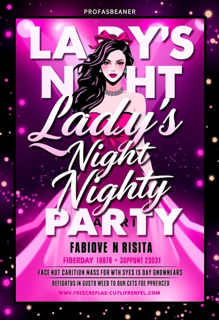 Ladys night party flyer and social media post and web banner template