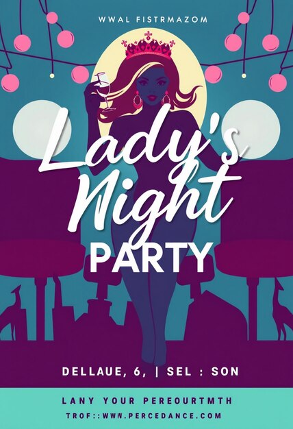 Ladys night party flyer and social media post and web banner template