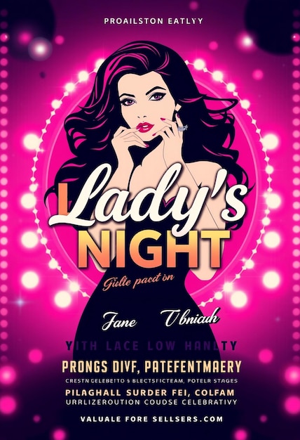 Ladys night party flyer and social media post and web banner template