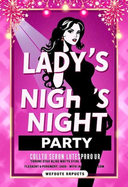 Ladys night party flyer and social media post and web banner template