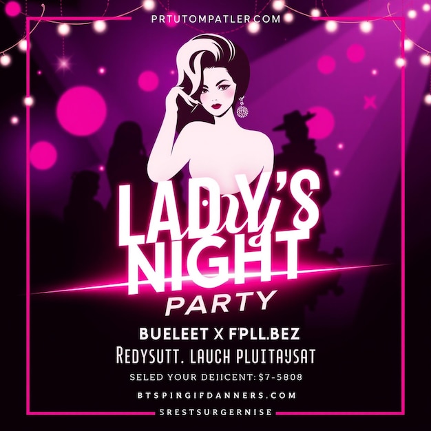 Ladys night party flyer and social media post and web banner template