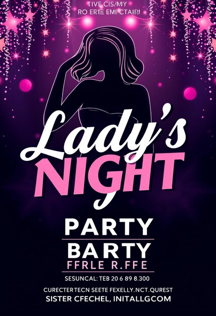 Ladys night party flyer and social media post and web banner template