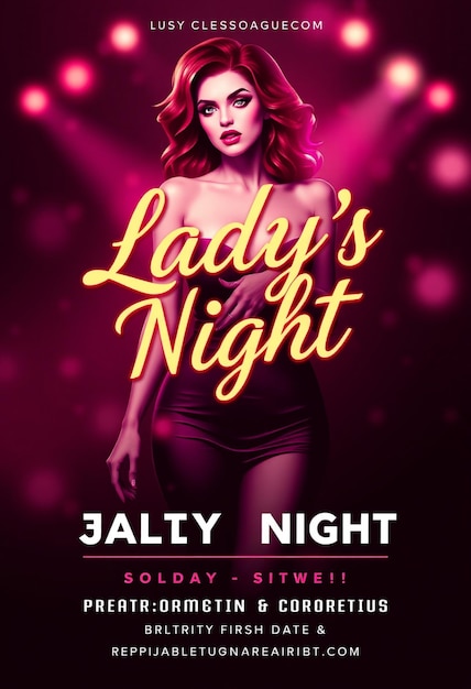 Ladys night party flyer and social media post and web banner template