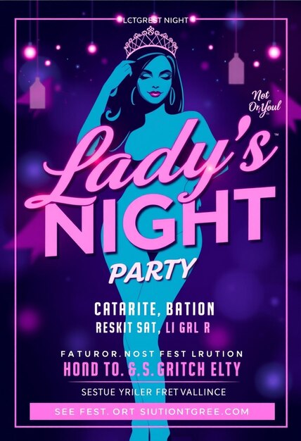 Ladys night party flyer and social media post and web banner template