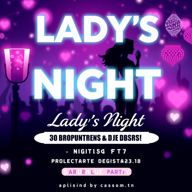 Ladys night party flyer and social media post and web banner template