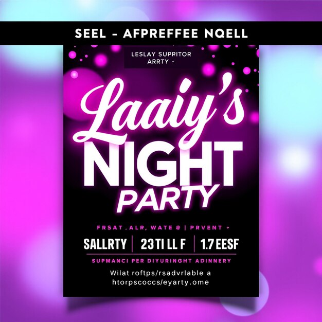 Ladys night party flyer and social media post and web banner template