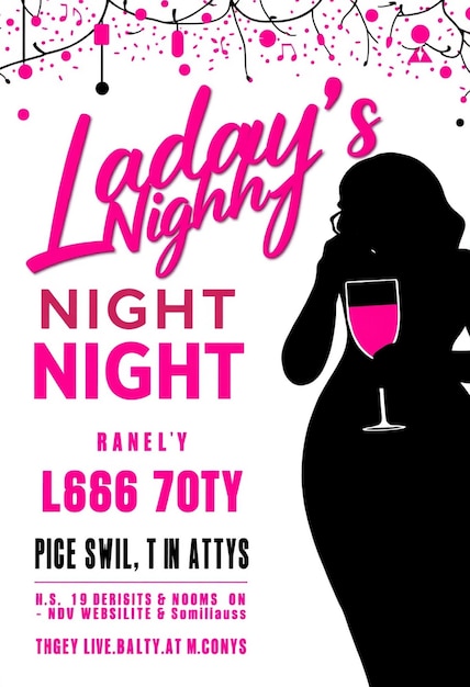 Ladys night party flyer and social media post and web banner template