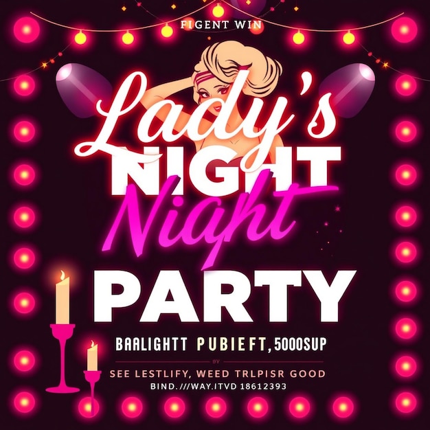 Ladys night party flyer and social media post and web banner template