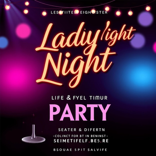 Photo ladys night party flyer and social media post and web banner template