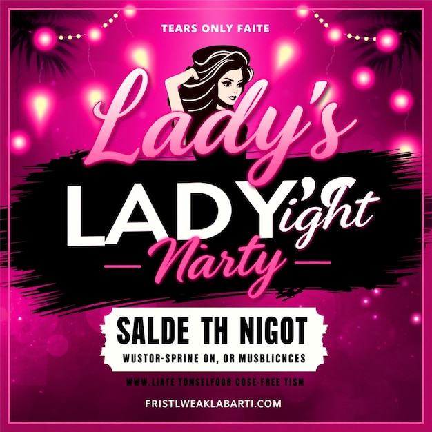 Photo ladys night party flyer and social media post and web banner template