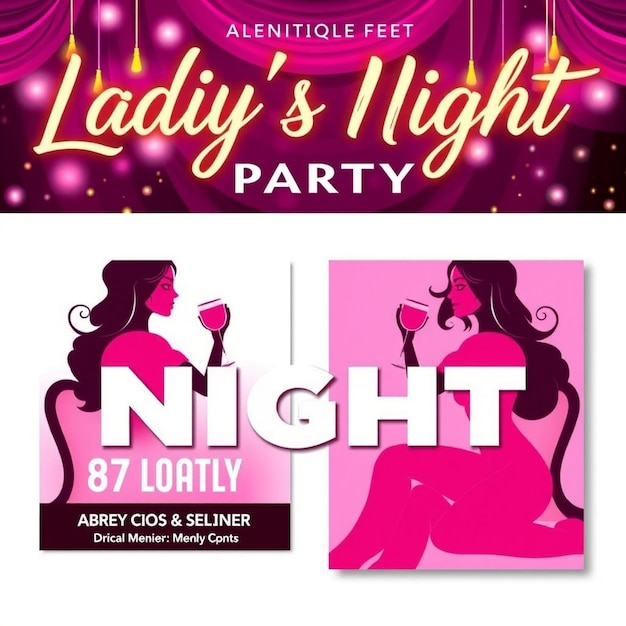 Photo ladys night party flyer and social media post and web banner template