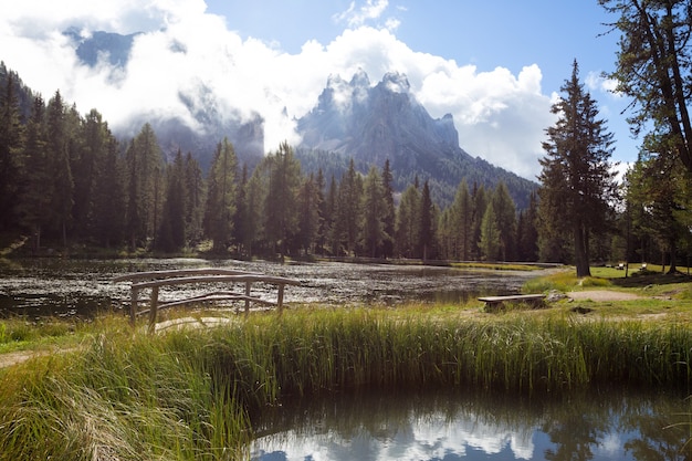 Lago Antorno at the Dolomites,  Italy.