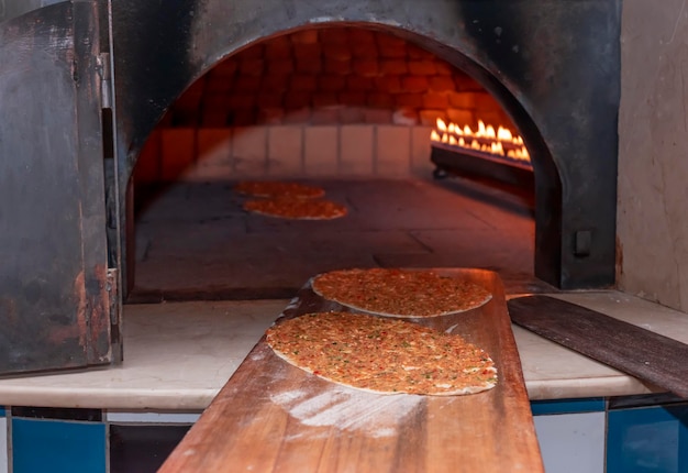 Lahmacun baked in the oven