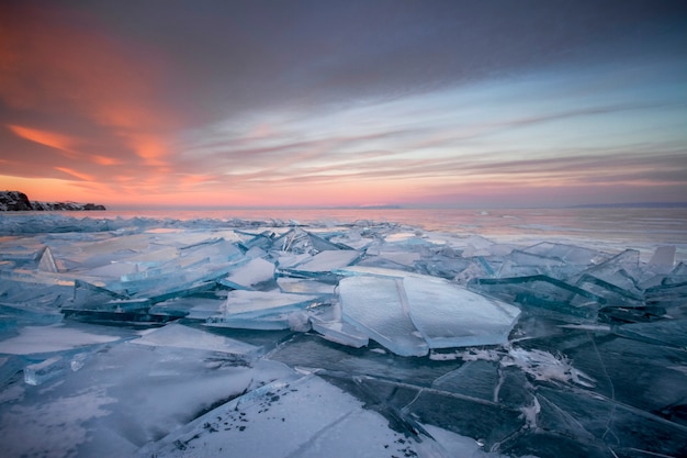 Lake Baikal in the rays of the setting sun. Amazing place, UNESCO world heritage