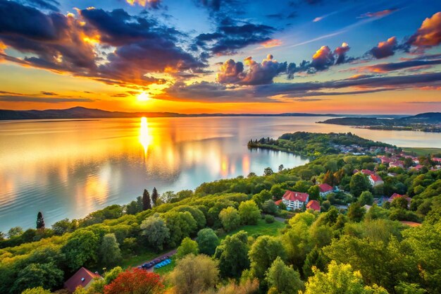 Photo lake balaton sunset