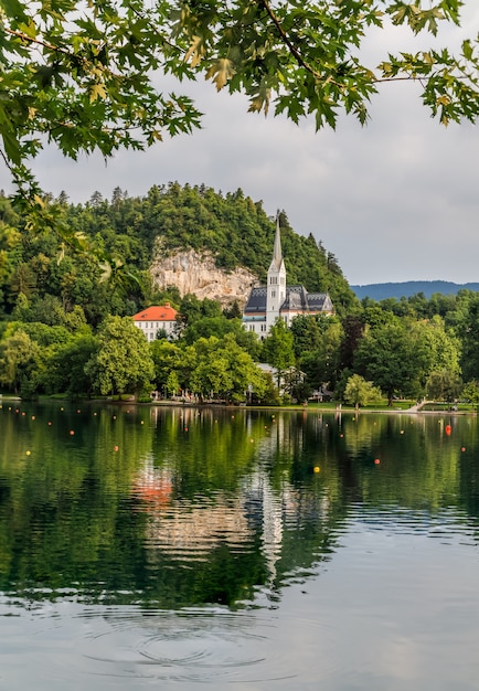 lake bled slovenia amazing view of the church reflecting in the crystal clear water