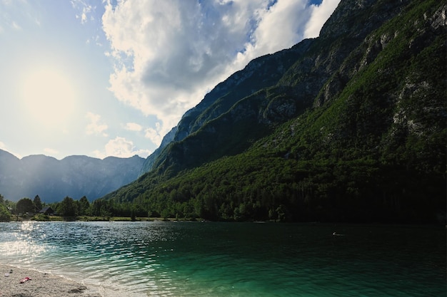 Lake Bohinj the largest lake in Slovenia located within the Bohinj Valley of the Julian Alps part of Triglav National Park