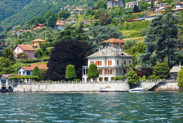 Lake Como (Italy) shore summer  view from ship board