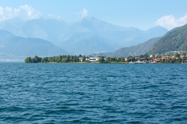 Lake Como (Italy) summer  coast view from ship board