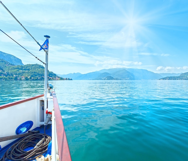 Lake Como (Italy) summer  sunshine  view from ship board