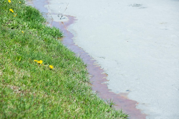 A lake contaminated with toxic waste in the western mountains of Romania Nature pollution