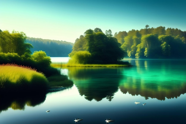 The lake in the forest wallpapers