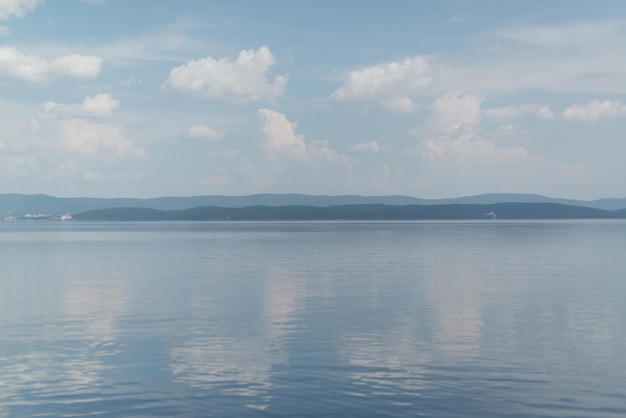 Lake landscape on a hot sunny day