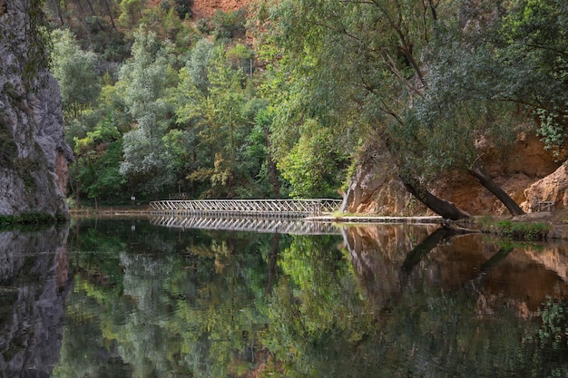 Lake in the monastery of Piedra known as the mirror Soria Spain