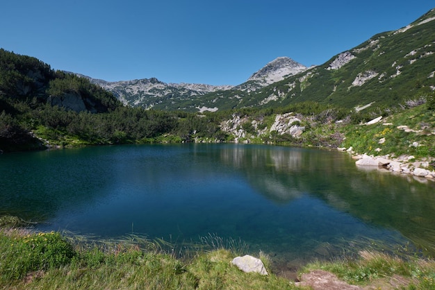 Lake in the Pirin mountains with blue clear water Bansko Bulgaria