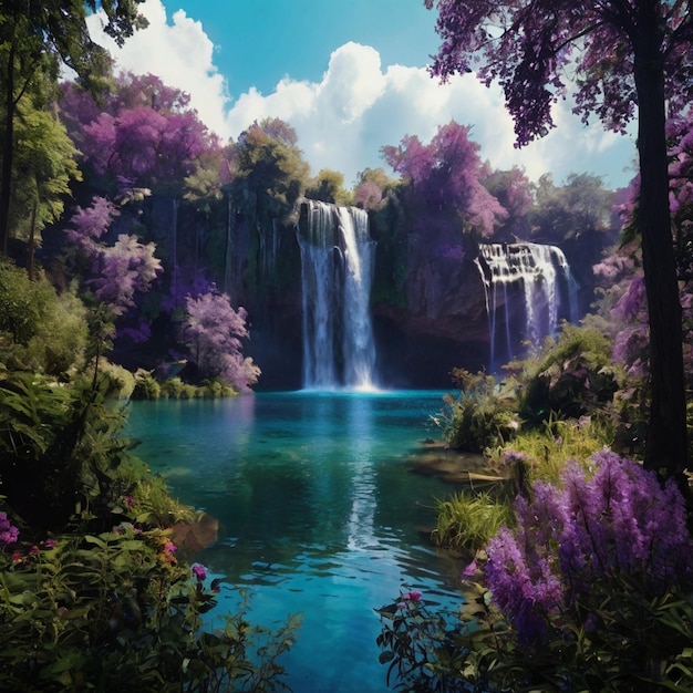 lake waterfalls scene movie Avatar sky forests landscape world essence trees canopies