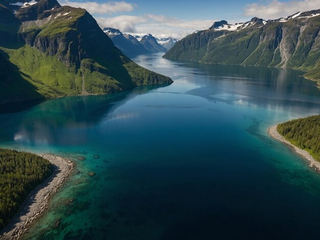 Photo a lake with a few rocks and a mountain in the background