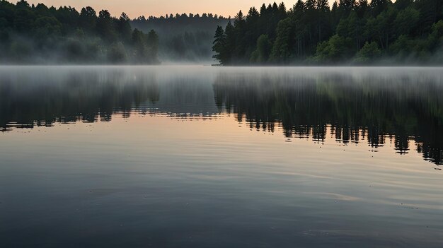 Photo a lake with a forest in the background