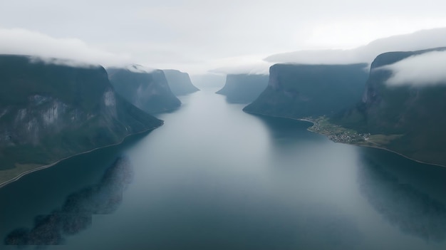 Photo a lake with a mountain in the background