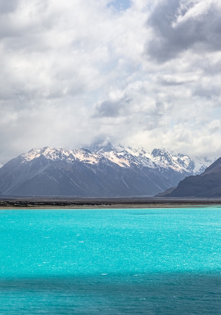 Lake with turquoise water among the mountains