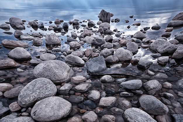 lakeside landscape summer view, nature of the north, coast ecology