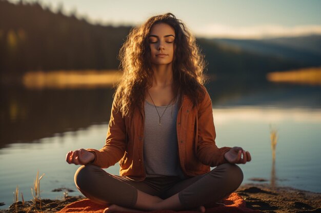 Lakeside Tranquility Sunset Meditation CloseUp