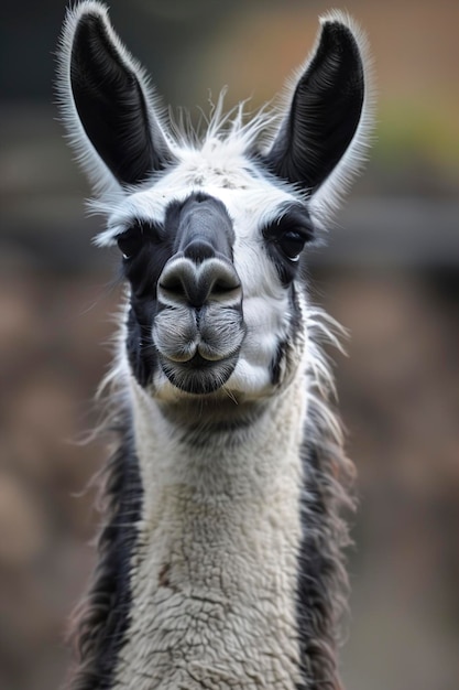 An a lama with black and white