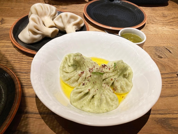 lamb georgian khinkali in one of Tbilisi restaurants