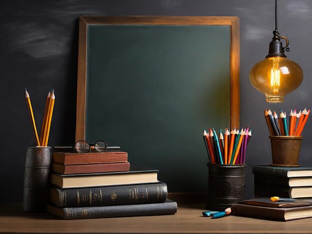 a lamp on a desk with a book titled quot the light quot