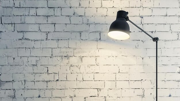 a lamp hanging on a brick wall with a brick wall behind it