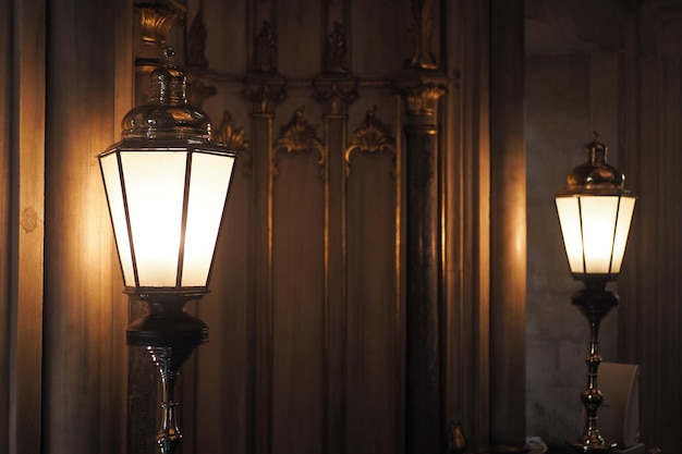 A lamp in home against white wall