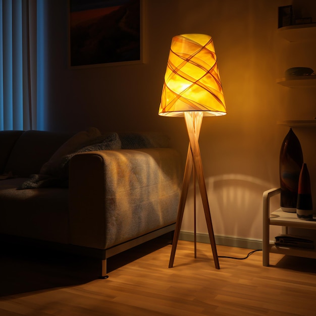 Lamp and sofa in the living room at night Selective focus