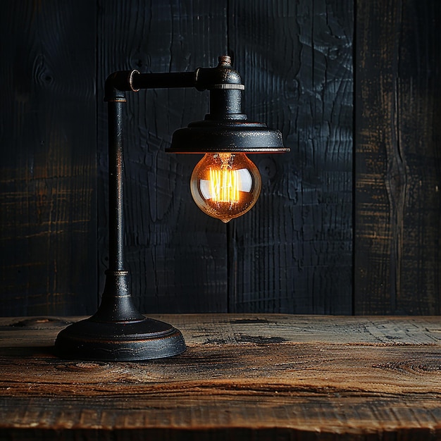 a lamp on a table with the word  light  on it